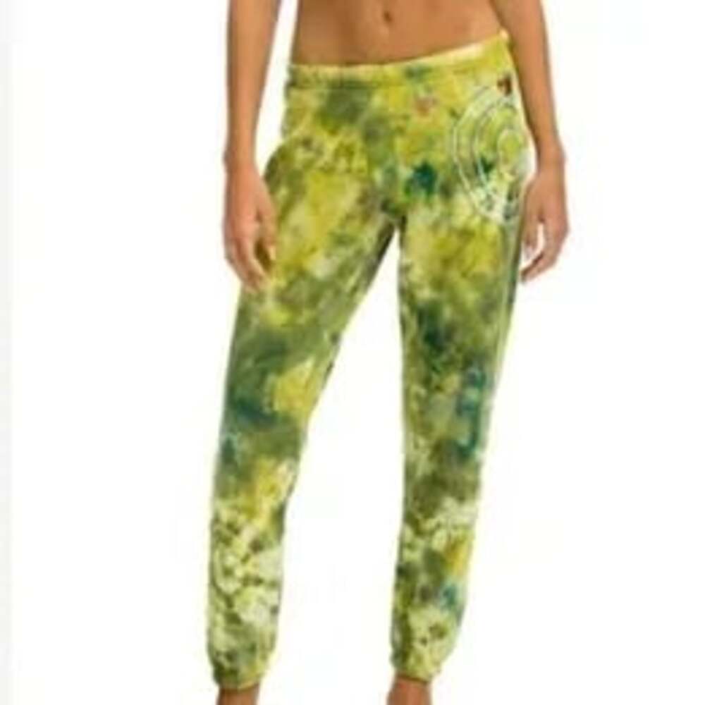 Aviator Nation Hand-Dyed Unisex Sweatpants in Green Tie-Dye